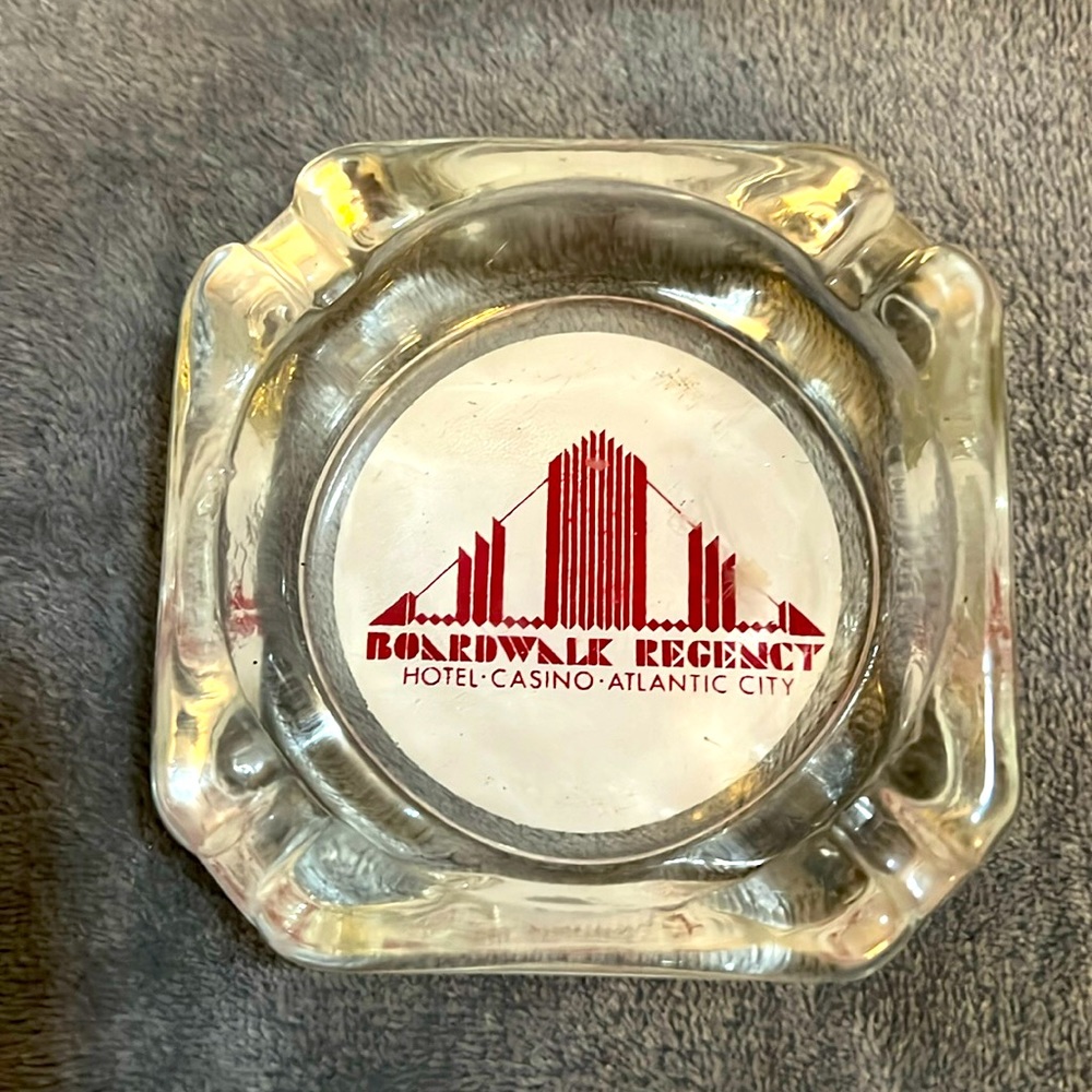 Boardwalk Regency Hotel & Casino Glass Vintage Ash Tray Atlantic City New Jersey